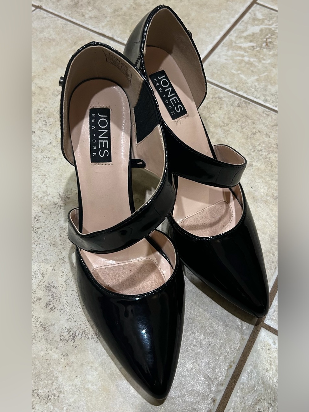 Jones New York Black Patent Pointed-Toe Mary Jane Pumps